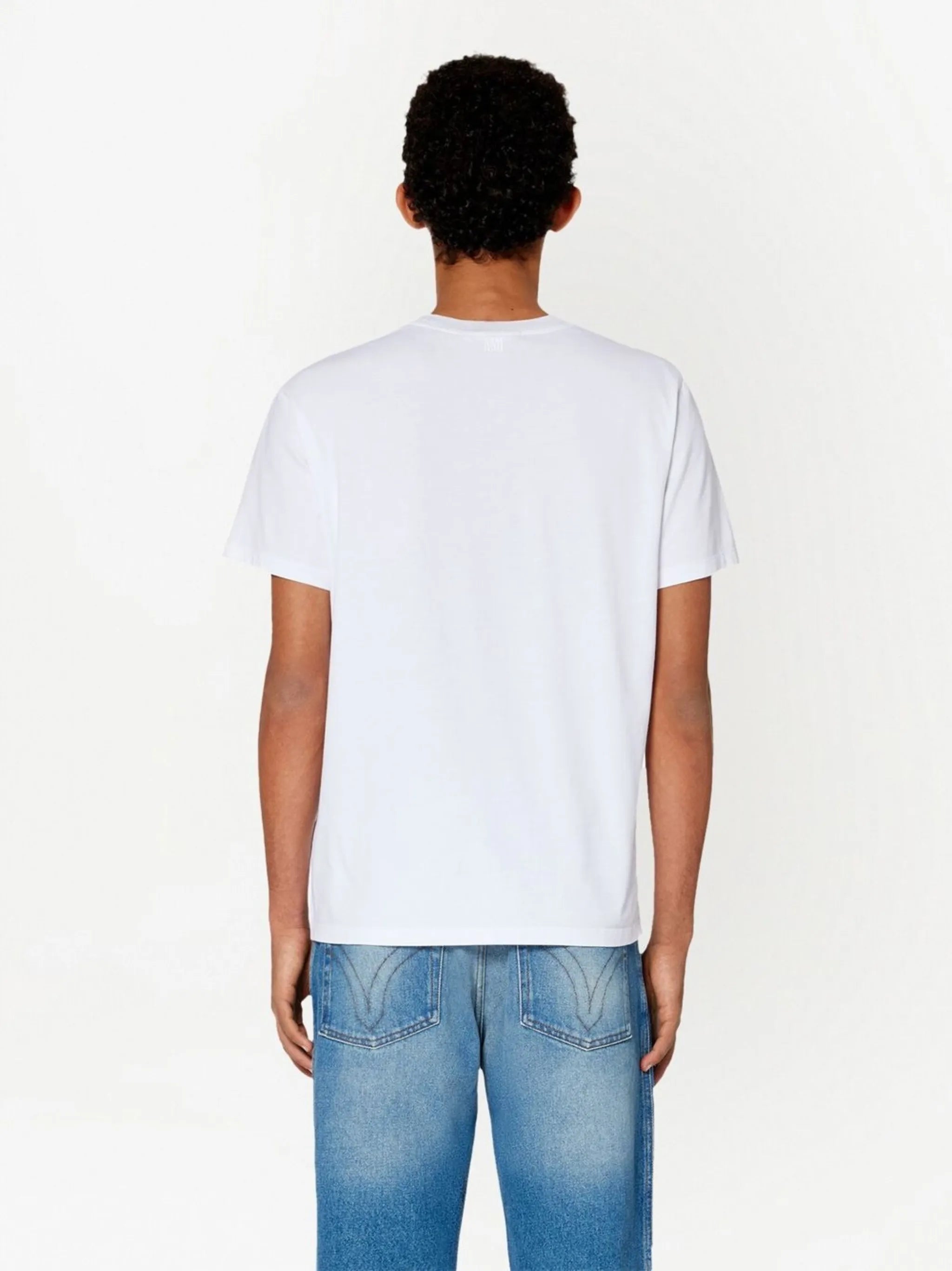 Ami Paris Ami De Coeur Red Embroidered Logo T-Shirt in White
